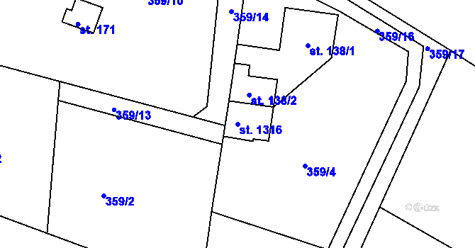 Parcela st. 1316 v KÚ Ládví, Katastrální mapa