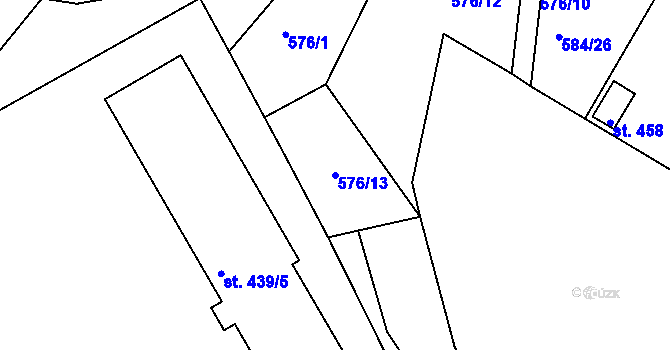 Parcela st. 576/13 v KÚ Ládví, Katastrální mapa