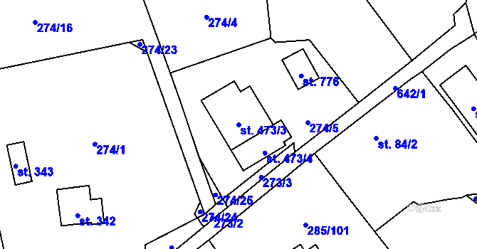 Parcela st. 473/3 v KÚ Štiřín, Katastrální mapa