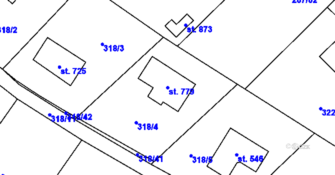 Parcela st. 779 v KÚ Štiřín, Katastrální mapa