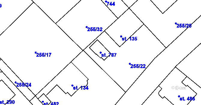 Parcela st. 787 v KÚ Štiřín, Katastrální mapa