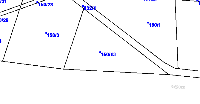 Parcela st. 150/13 v KÚ Štiřín, Katastrální mapa