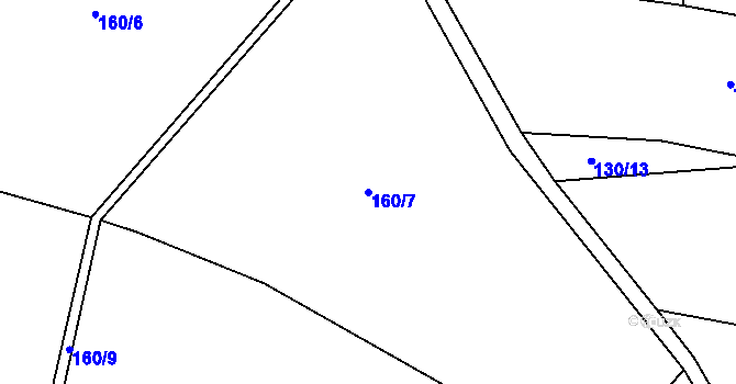 Parcela st. 160/7 v KÚ Štiřín, Katastrální mapa