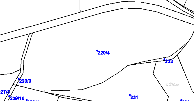 Parcela st. 220/4 v KÚ Štiřín, Katastrální mapa