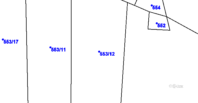 Parcela st. 553/12 v KÚ Štiřín, Katastrální mapa