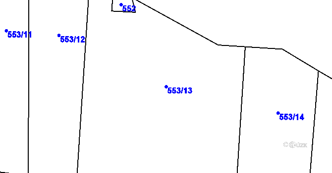 Parcela st. 553/13 v KÚ Štiřín, Katastrální mapa