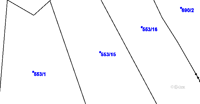 Parcela st. 553/15 v KÚ Štiřín, Katastrální mapa
