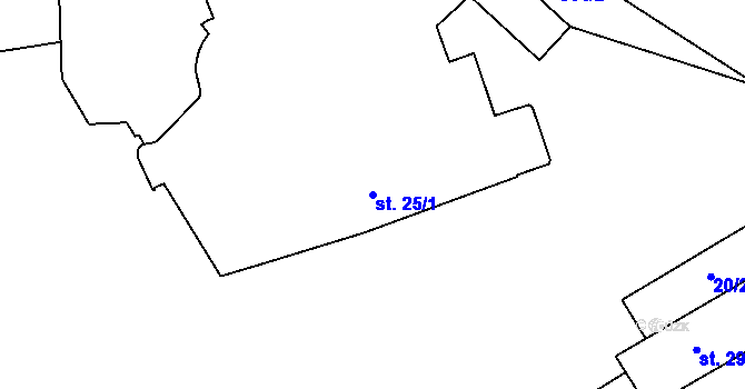 Parcela st. 25/1 v KÚ Štiřín, Katastrální mapa