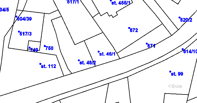 Parcela st. 46/1 v KÚ Štiřín, Katastrální mapa