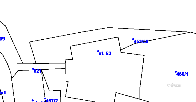 Parcela st. 53 v KÚ Štiřín, Katastrální mapa