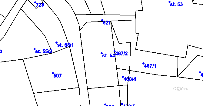 Parcela st. 54 v KÚ Štiřín, Katastrální mapa