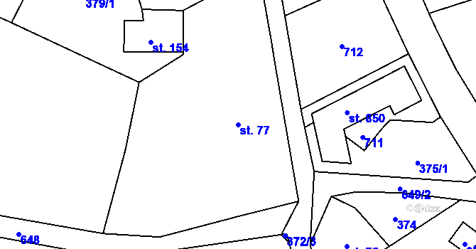 Parcela st. 77 v KÚ Štiřín, Katastrální mapa