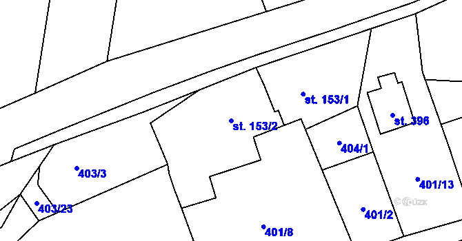 Parcela st. 153/2 v KÚ Štiřín, Katastrální mapa