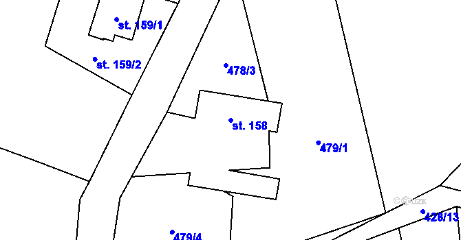 Parcela st. 158 v KÚ Štiřín, Katastrální mapa