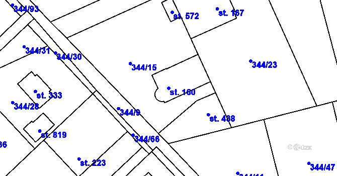 Parcela st. 160 v KÚ Štiřín, Katastrální mapa
