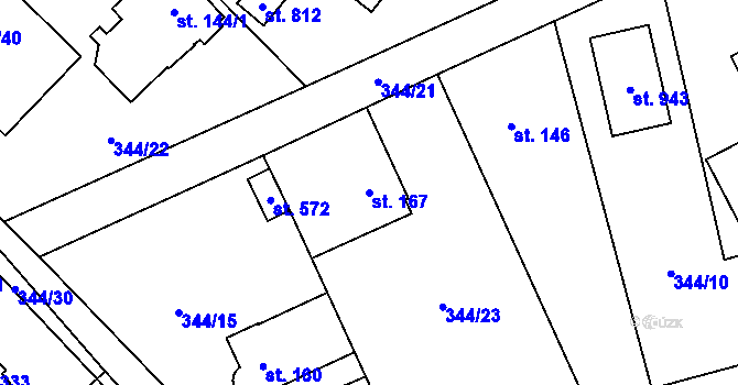 Parcela st. 167 v KÚ Štiřín, Katastrální mapa