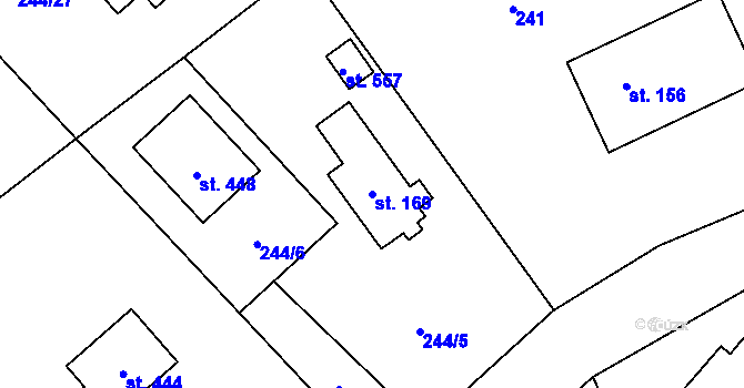 Parcela st. 169 v KÚ Štiřín, Katastrální mapa
