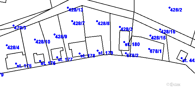 Parcela st. 179 v KÚ Štiřín, Katastrální mapa