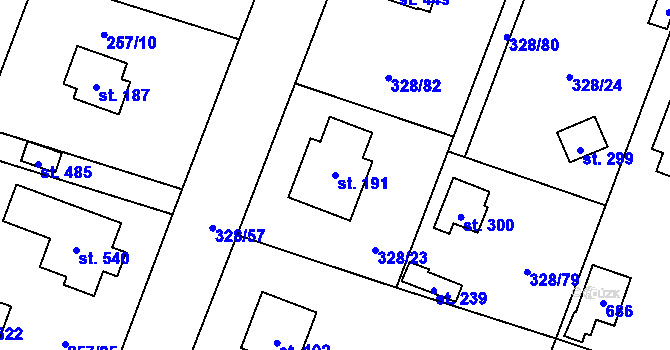 Parcela st. 191 v KÚ Štiřín, Katastrální mapa