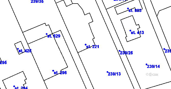 Parcela st. 221 v KÚ Štiřín, Katastrální mapa