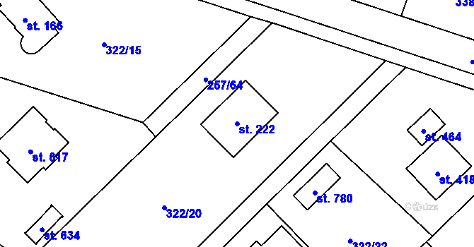 Parcela st. 222 v KÚ Štiřín, Katastrální mapa