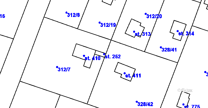 Parcela st. 252 v KÚ Štiřín, Katastrální mapa