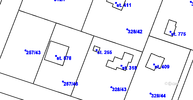 Parcela st. 255 v KÚ Štiřín, Katastrální mapa