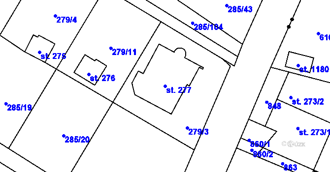 Parcela st. 277 v KÚ Štiřín, Katastrální mapa