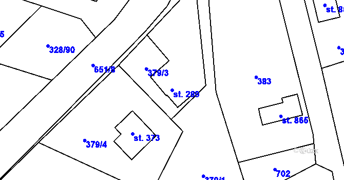 Parcela st. 289 v KÚ Štiřín, Katastrální mapa
