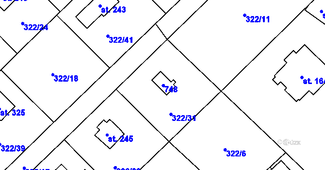 Parcela st. 326 v KÚ Štiřín, Katastrální mapa