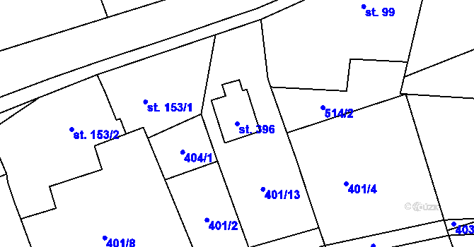 Parcela st. 396 v KÚ Štiřín, Katastrální mapa