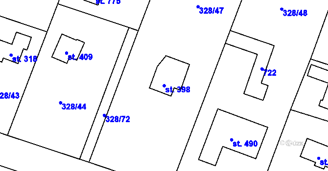 Parcela st. 398 v KÚ Štiřín, Katastrální mapa