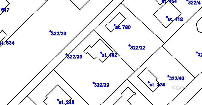 Parcela st. 402 v KÚ Štiřín, Katastrální mapa