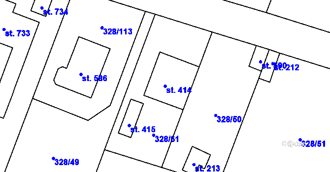 Parcela st. 414 v KÚ Štiřín, Katastrální mapa