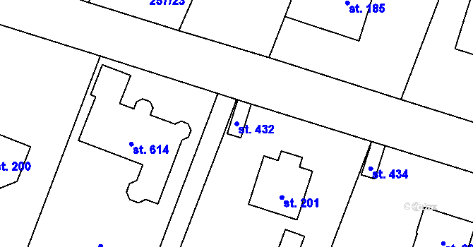 Parcela st. 432 v KÚ Štiřín, Katastrální mapa