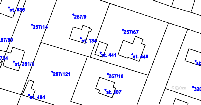 Parcela st. 441 v KÚ Štiřín, Katastrální mapa