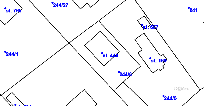 Parcela st. 448 v KÚ Štiřín, Katastrální mapa