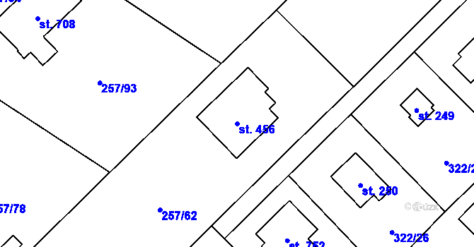 Parcela st. 456 v KÚ Štiřín, Katastrální mapa