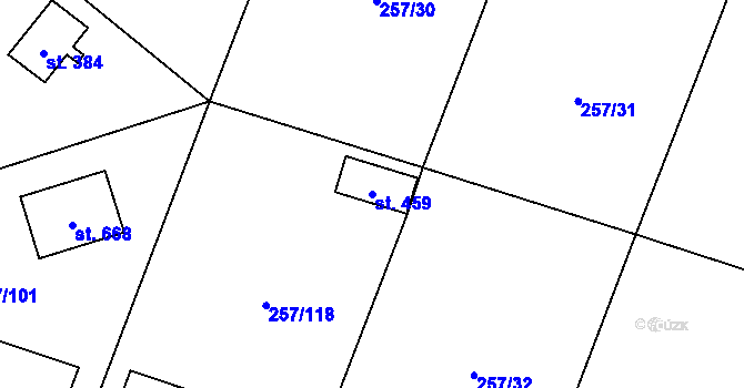 Parcela st. 459 v KÚ Štiřín, Katastrální mapa