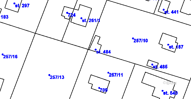 Parcela st. 484 v KÚ Štiřín, Katastrální mapa