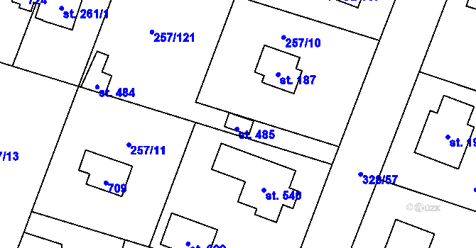 Parcela st. 485 v KÚ Štiřín, Katastrální mapa