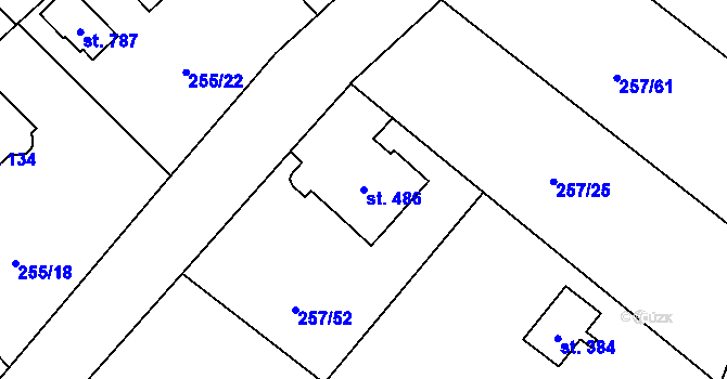 Parcela st. 486 v KÚ Štiřín, Katastrální mapa