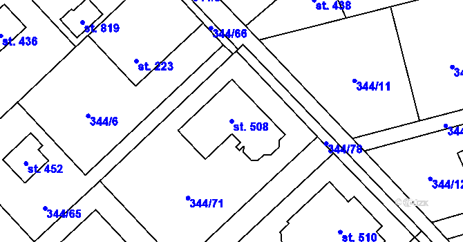 Parcela st. 508 v KÚ Štiřín, Katastrální mapa