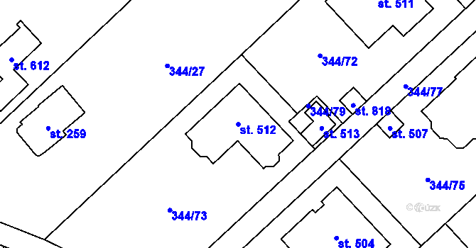 Parcela st. 512 v KÚ Štiřín, Katastrální mapa