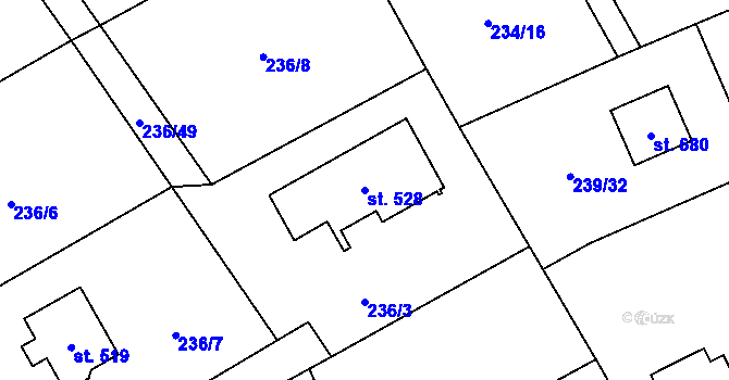 Parcela st. 528 v KÚ Štiřín, Katastrální mapa