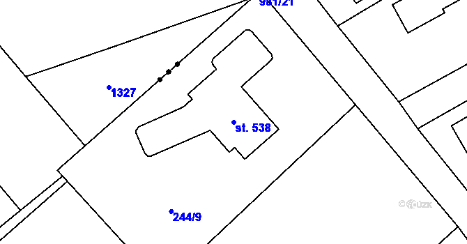 Parcela st. 538 v KÚ Štiřín, Katastrální mapa