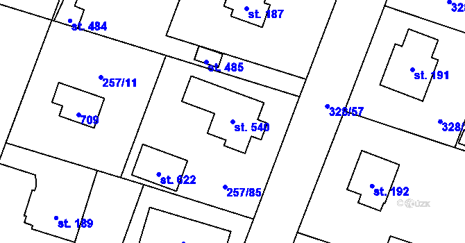 Parcela st. 540 v KÚ Štiřín, Katastrální mapa