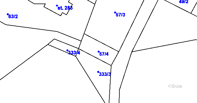Parcela st. 57/4 v KÚ Štiřín, Katastrální mapa