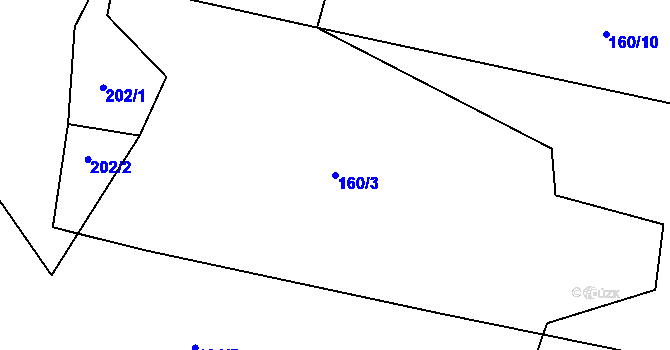 Parcela st. 160/3 v KÚ Štiřín, Katastrální mapa