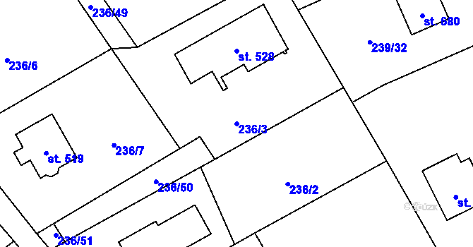 Parcela st. 236/3 v KÚ Štiřín, Katastrální mapa
